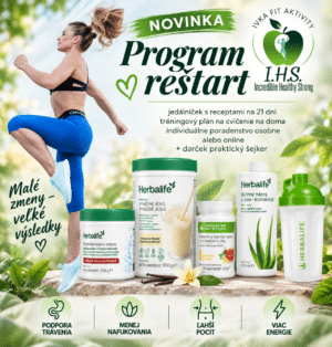 Program reštart – 21-dňový program s jedálničkom, tréningovým plánom, poradenstvom, Herbalife produktmi a praktickým šejkrom.